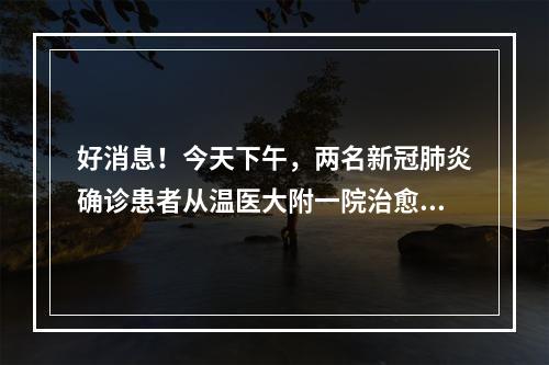 好消息！今天下午，两名新冠肺炎确诊患者从温医大附一院治愈出院