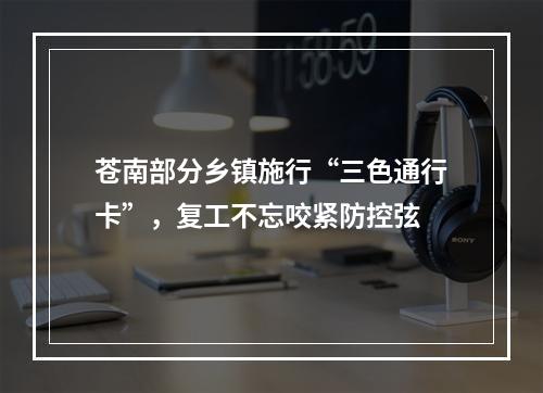 苍南部分乡镇施行“三色通行卡”，复工不忘咬紧防控弦