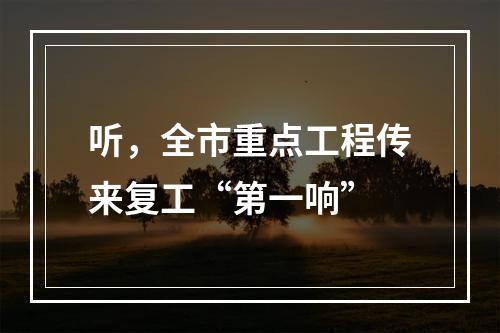 听，全市重点工程传来复工“第一响”