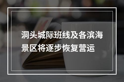 洞头城际班线及各滨海景区将逐步恢复营运