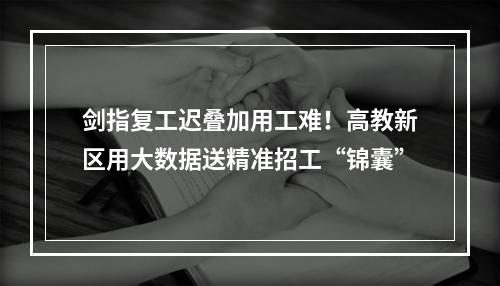 剑指复工迟叠加用工难！高教新区用大数据送精准招工“锦囊”