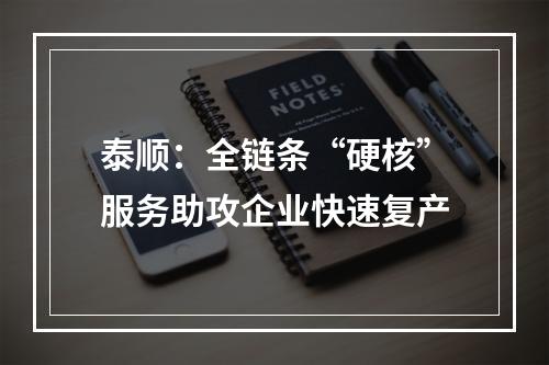 泰顺：全链条“硬核”服务助攻企业快速复产