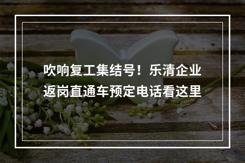 吹响复工集结号！乐清企业返岗直通车预定电话看这里