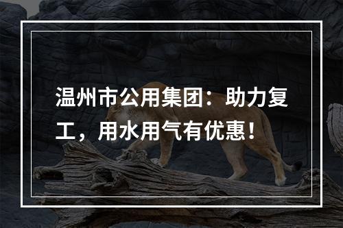 温州市公用集团：助力复工，用水用气有优惠！
