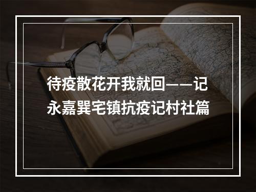 待疫散花开我就回——记永嘉巽宅镇抗疫记村社篇