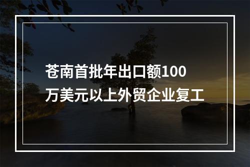 苍南首批年出口额100万美元以上外贸企业复工
