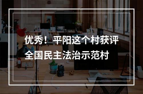 优秀！平阳这个村获评全国民主法治示范村