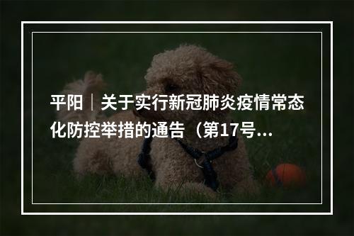 平阳｜关于实行新冠肺炎疫情常态化防控举措的通告（第17号）