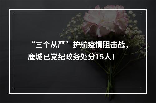 “三个从严”护航疫情阻击战，鹿城已党纪政务处分15人！
