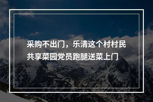 采购不出门，乐清这个村村民共享菜园党员跑腿送菜上门
