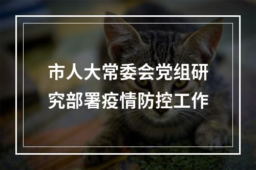 市人大常委会党组研究部署疫情防控工作