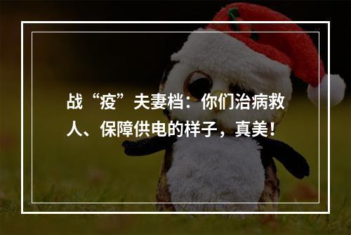 战“疫”夫妻档：你们治病救人、保障供电的样子，真美！