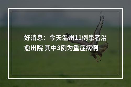 好消息：今天温州11例患者治愈出院 其中3例为重症病例