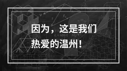 因为，这是我们热爱的温州！