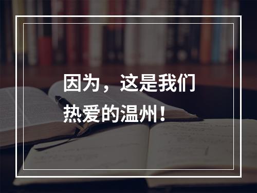 因为，这是我们热爱的温州！