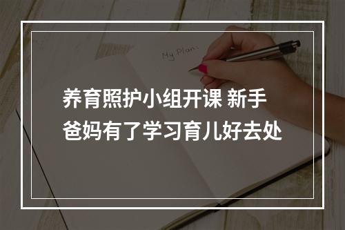 养育照护小组开课 新手爸妈有了学习育儿好去处