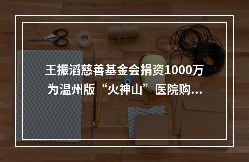 王振滔慈善基金会捐资1000万 为温州版“火神山”医院购物资