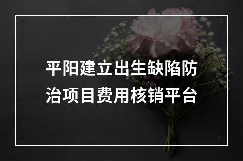 平阳建立出生缺陷防治项目费用核销平台