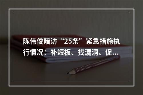 陈伟俊暗访“25条”紧急措施执行情况：补短板、找漏洞、促平衡