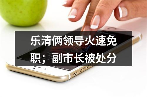 乐清俩领导火速免职；副市长被处分