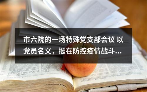 市六院的一场特殊党支部会议 以党员名义，挺在防控疫情战斗最前线