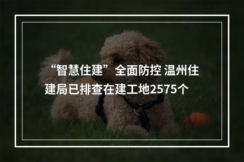 “智慧住建”全面防控 温州住建局已排查在建工地2575个