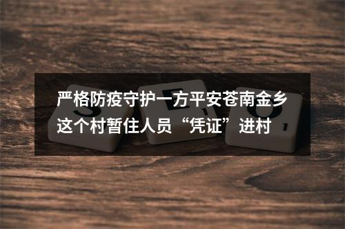 严格防疫守护一方平安苍南金乡这个村暂住人员“凭证”进村