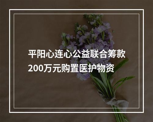 平阳心连心公益联合筹款200万元购置医护物资