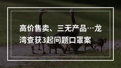 高价售卖、三无产品…龙湾查获3起问题口罩案