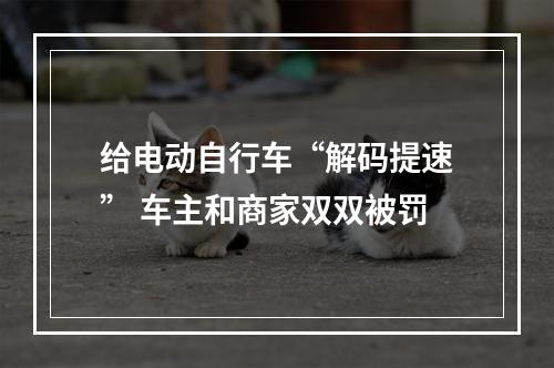给电动自行车“解码提速” 车主和商家双双被罚