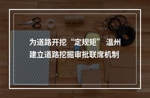 为道路开挖“定规矩” 温州建立道路挖掘审批联席机制