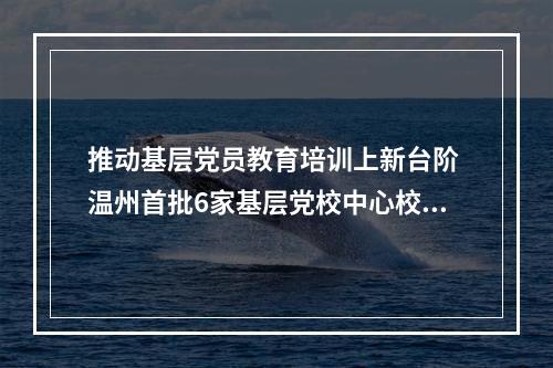 推动基层党员教育培训上新台阶 温州首批6家基层党校中心校成立