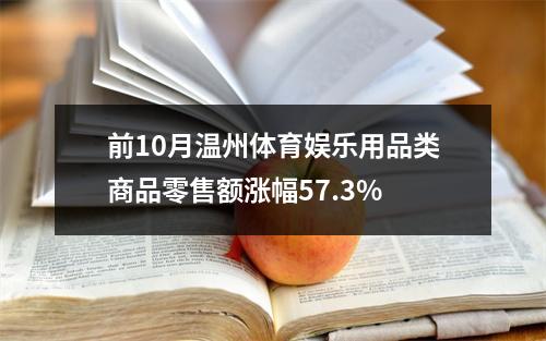 前10月温州体育娱乐用品类商品零售额涨幅57.3%