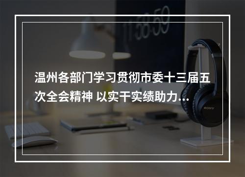 温州各部门学习贯彻市委十三届五次全会精神 以实干实绩助力续写温州创新史