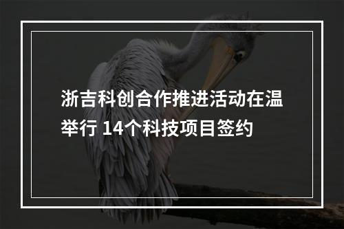浙吉科创合作推进活动在温举行 14个科技项目签约