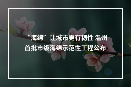 “海绵”让城市更有韧性 温州首批市级海绵示范性工程公布