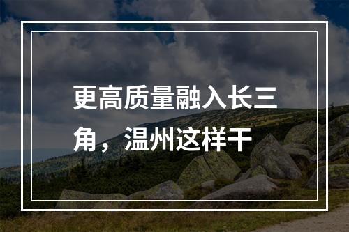 更高质量融入长三角，温州这样干