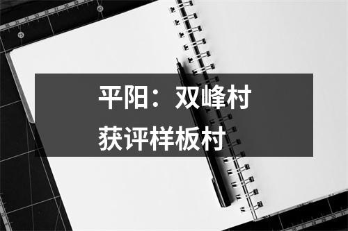 平阳：双峰村获评样板村