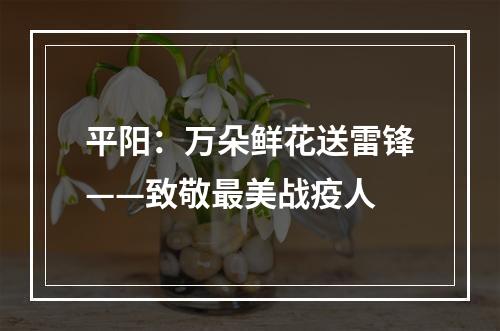 平阳：万朵鲜花送雷锋——致敬最美战疫人