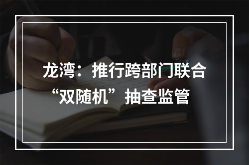 龙湾：推行跨部门联合“双随机”抽查监管