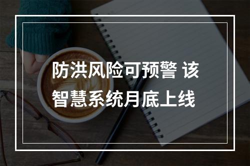 防洪风险可预警 该智慧系统月底上线