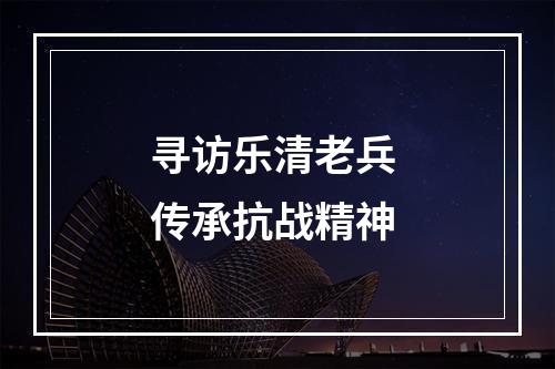 寻访乐清老兵 传承抗战精神
