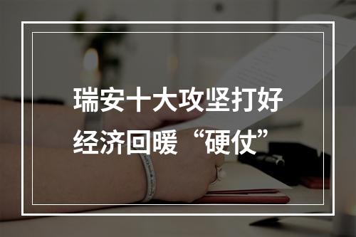 瑞安十大攻坚打好经济回暖“硬仗”