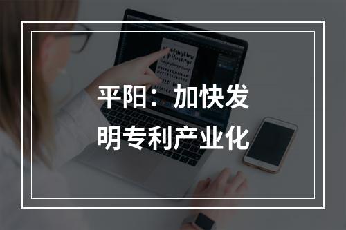 平阳：加快发明专利产业化