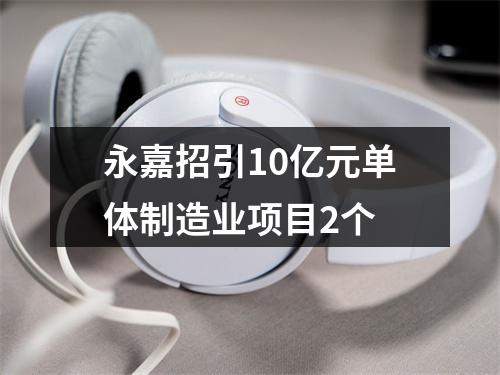 永嘉招引10亿元单体制造业项目2个