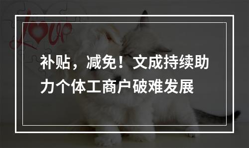 补贴，减免！文成持续助力个体工商户破难发展