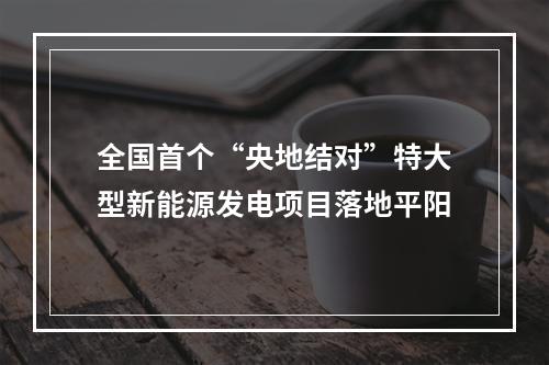 全国首个“央地结对”特大型新能源发电项目落地平阳