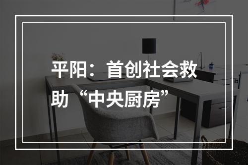 平阳：首创社会救助“中央厨房”
