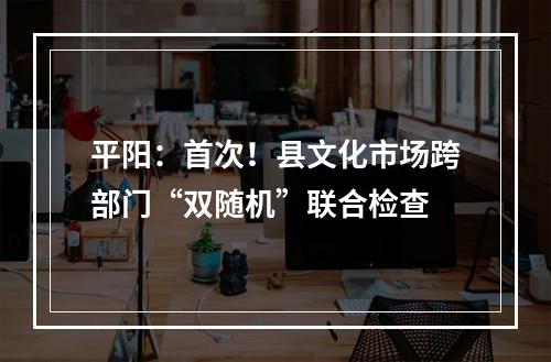 平阳：首次！县文化市场跨部门“双随机”联合检查