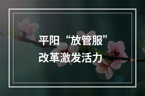 平阳“放管服”改革激发活力